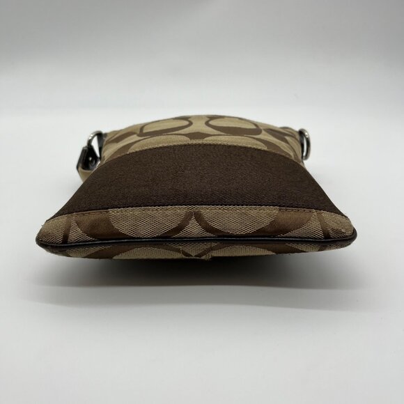 Coach Signature Canvas Tan & Brown Swing Logo Crossbody Bag - Picture 5 of 12